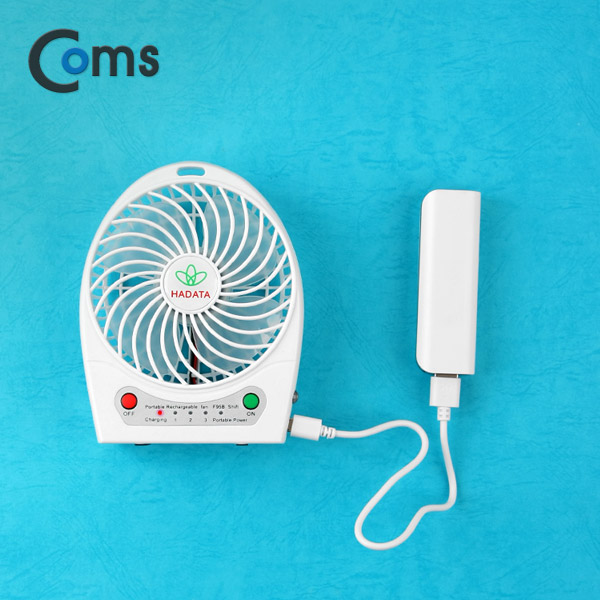 Coms 토네이도 USB 선풍기+집게형 (18650 충전)90mm, White