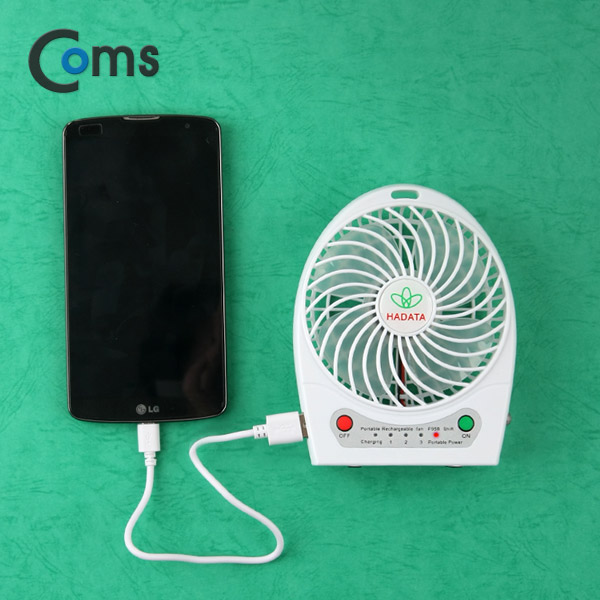 Coms 토네이도 USB 선풍기+집게형 (18650 충전)90mm, White