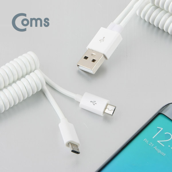 Coms 안드로이드 케이블(스프링) 10cm USB to Micro 5Pin(Y형)