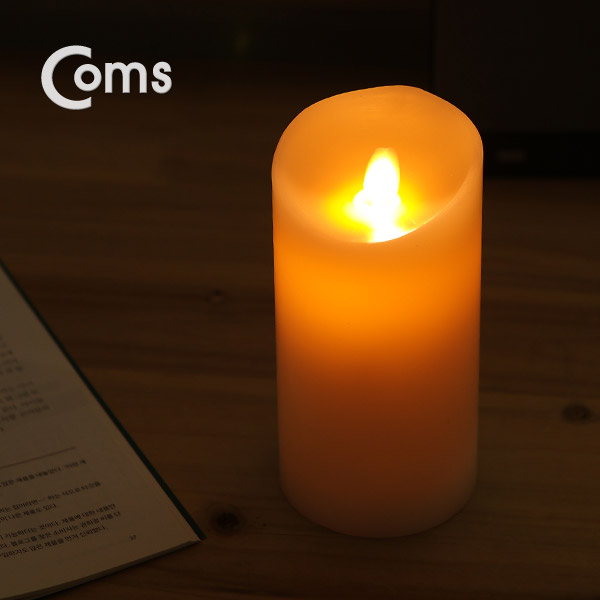 Coms 전자 촛불, LED 양초 (소) 76 x 147mm (AAA 건전지 x3개 사용)