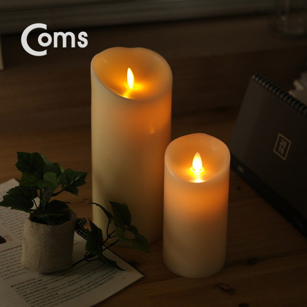 Coms 전자 촛불, LED 양초 (소) 76 x 147mm (AAA 건전지 x3개 사용)