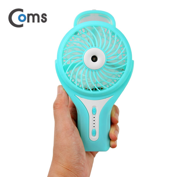 Coms USB 분무기 선풍기 (리튬 배터리 충전) 90mm, Sky Blue