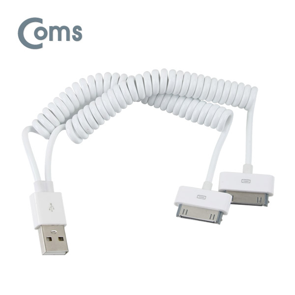Coms IOS 30Pin USB 케이블 (USB to 30P) Y형, 스프링, 10cm