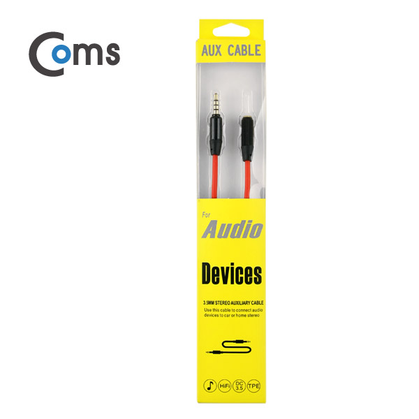 Coms 스테레오 케이블(4극) AUX, 연장 1M/Stereo