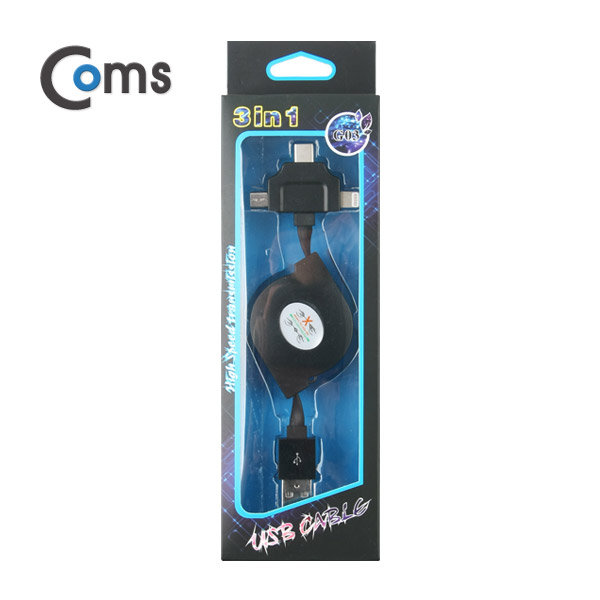 Coms USB 3.1 케이블(Type C) 3 in 1, 자동감김/T형
