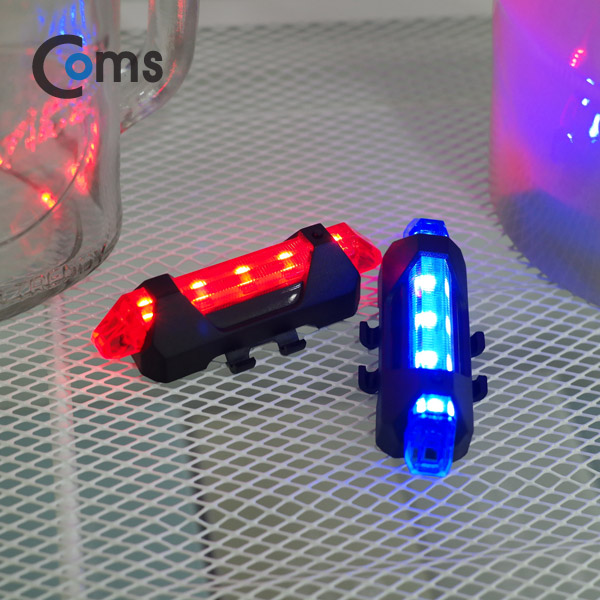 Coms 자전거 LED 안전 점멸기, USB 충전, Red