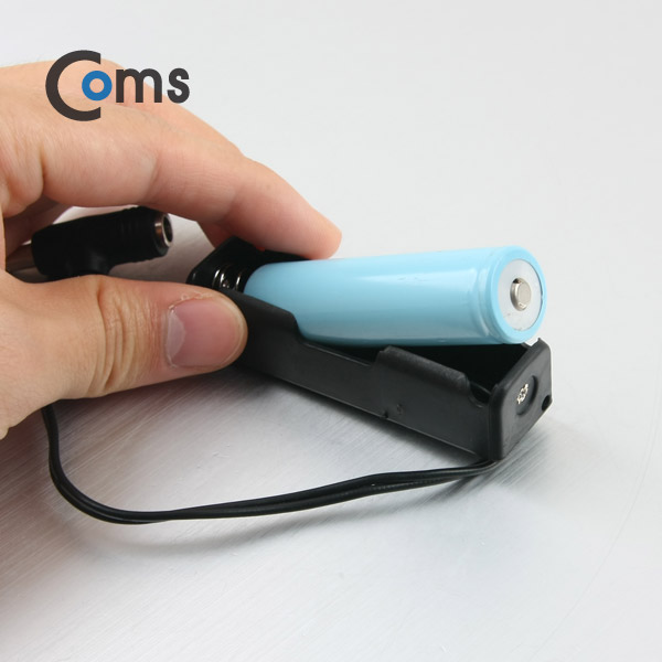 Coms 배터리 홀더(18650) 1구/DC 5.5(MF) 15cm, T형(Plug/Jack)