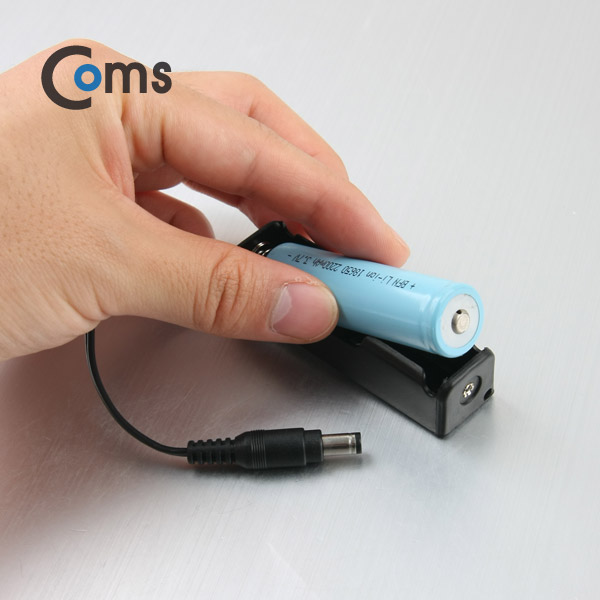 Coms 배터리 홀더(18650) 1구/DC 5.5(M) 15cm, Plug