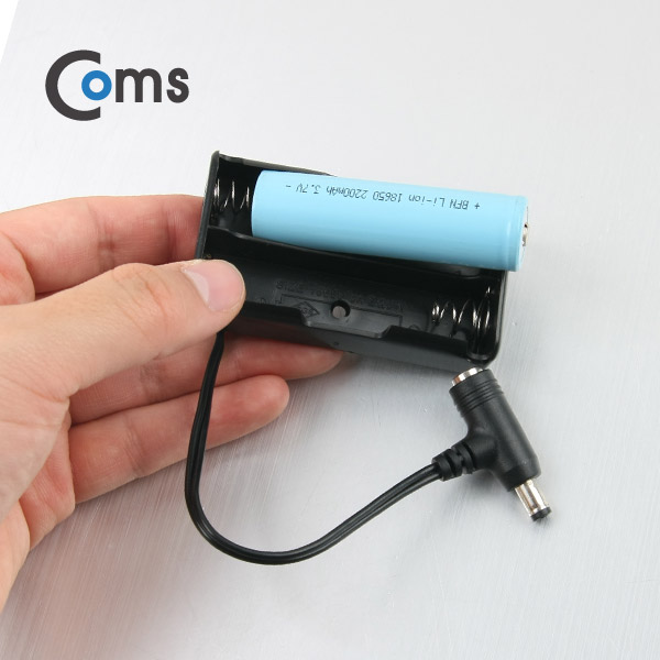 Coms 배터리 홀더(18650), 2구/DC 5.5(MF)/15cm, T형(Plug/Jack)
