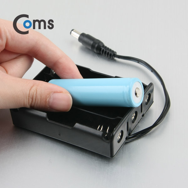 Coms 배터리 홀더(18650) 3구/DC 5.5(M) 15cm, Plug