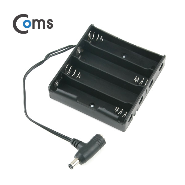 Coms 배터리 홀더(18650), 4구/DC 5.5(MF) 15cm, T형(Plug/Jack)