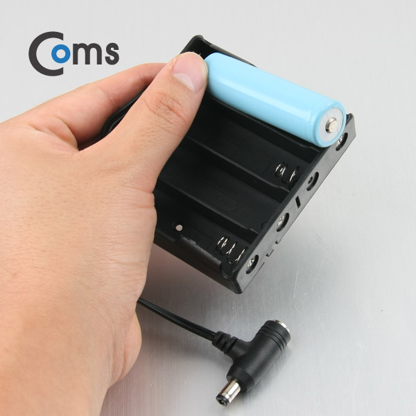 Coms 배터리 홀더(18650), 4구/DC 5.5(MF) 15cm, T형(Plug/Jack)