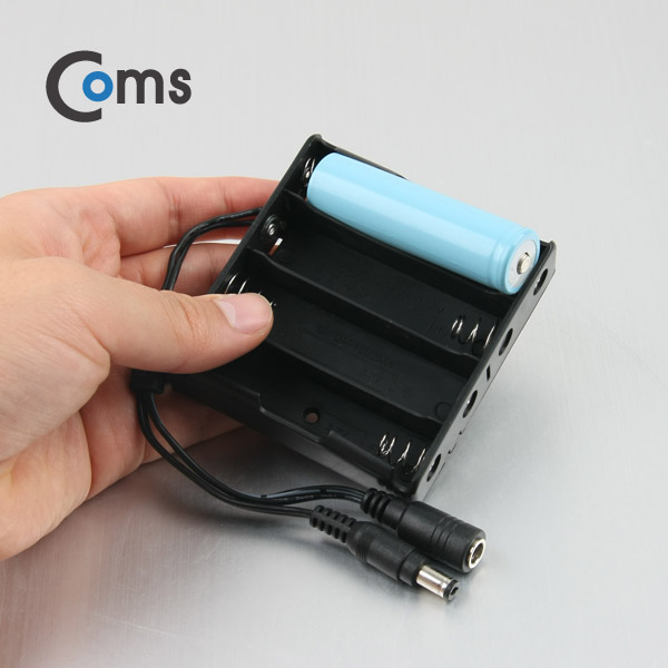 Coms 배터리 홀더(18650), 4구/DC 5.5(MF) 15cm, Y형(Plug/Jack)