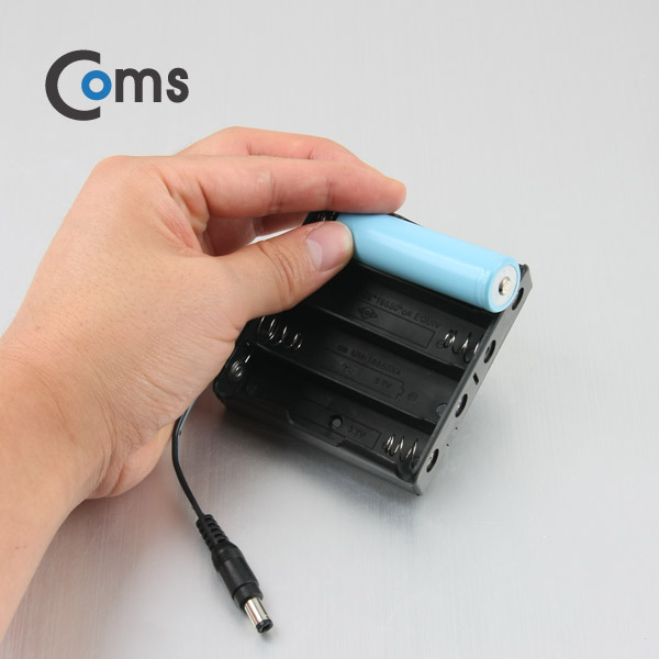 Coms 배터리 홀더(18650), 4구/DC 5.5(M), 15cm, Plug