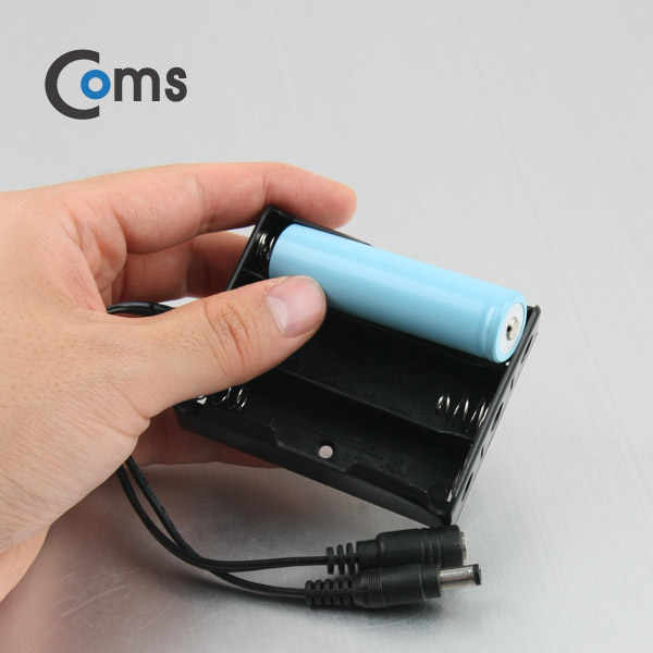 Coms 배터리 홀더(18650), 3구/DC 5.5(MF) 15cm, Y형(Plug/Jack)