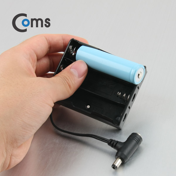 Coms 배터리 홀더(18650), 3구/DC 5.5(MF) 15cm, T형(Plug/Jack)