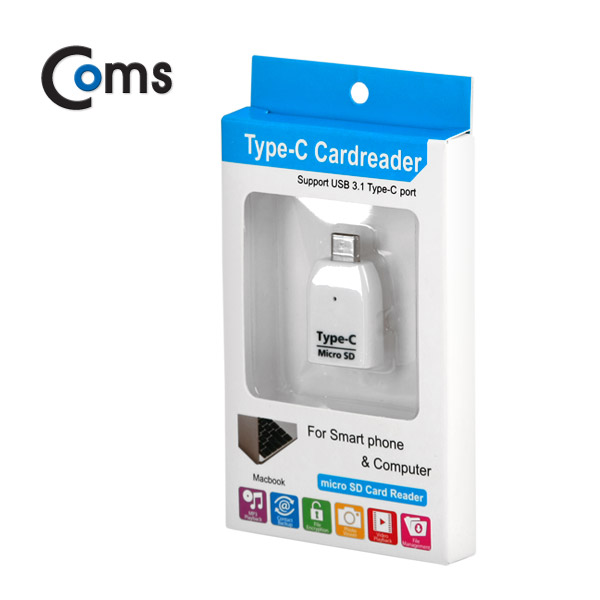 Coms USB 3.1 카드리더기(Type C) Micro SD전용, White 　
