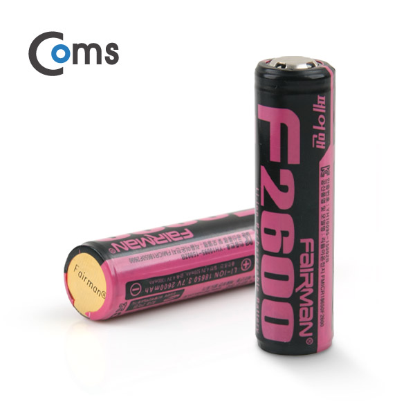 Coms 페어맨 18650, 리튬이온 충전건전지 3.7V/2600mAh 보호회로내장/ 1ea
