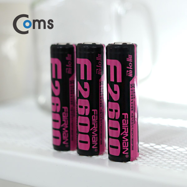 Coms 페어맨 18650, 리튬이온 충전건전지 3.7V/2600mAh 보호회로내장/ 1ea