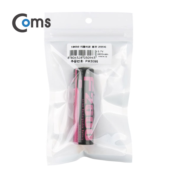 Coms 페어맨 18650, 리튬이온 충전건전지 3.7V/2600mAh 보호회로내장/ 1ea