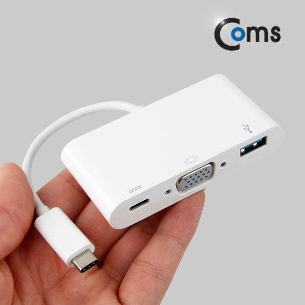 Coms USB 3.1 컨버터(Type C), VGA변환 Type C to VGA+C(충전)+USB3.0(F)