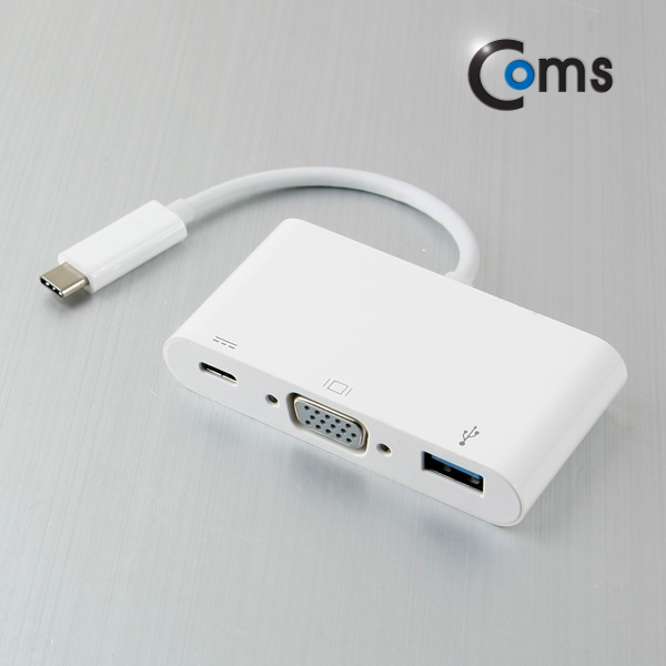 Coms USB 3.1 컨버터(Type C), VGA변환 Type C to VGA+C(충전)+USB3.0(F)