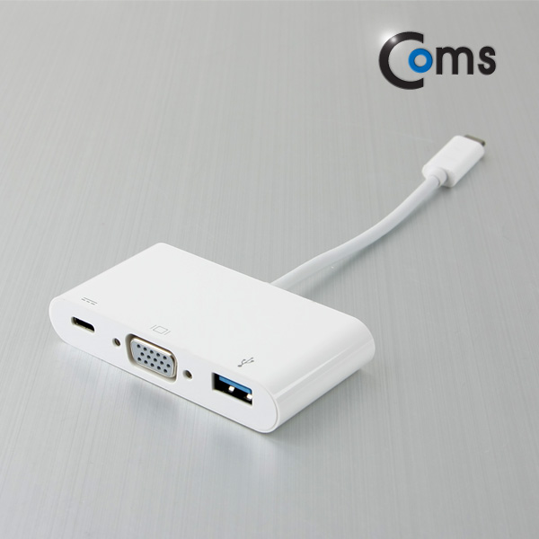 Coms USB 3.1 컨버터(Type C), VGA변환 Type C to VGA+C(충전)+USB3.0(F)