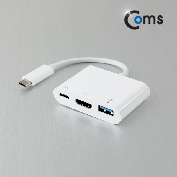 Coms USB 3.1 컨버터(Type C), HDMI변환 Type C to HDMI+C(충전)+USB3.0(F)