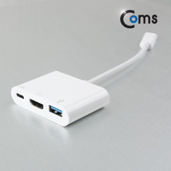 Coms USB 3.1 컨버터(Type C), HDMI변환 Type C to HDMI+C(충전)+USB3.0(F)