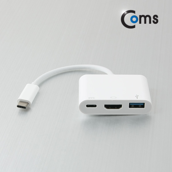 Coms USB 3.1 컨버터(Type C), HDMI변환 Type C to HDMI+C(충전)+USB3.0(F)