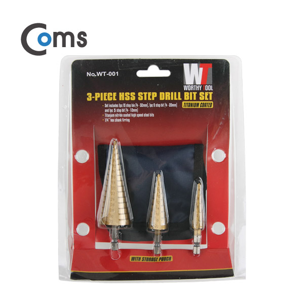 Coms 스텝 드릴세트(WT-001) 3pcs/티타늄코팅
