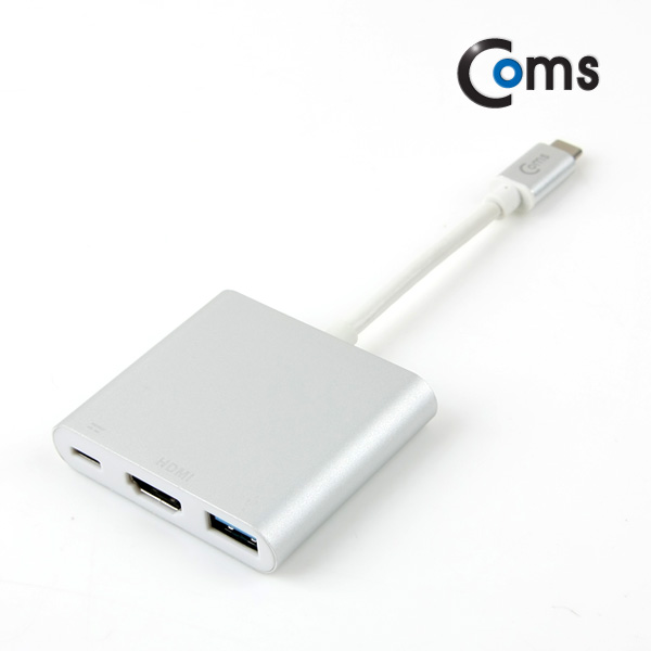 Coms USB3.1 컨버터(TYPE C) HDMI 변환 / Type C to HDMI+C(충전)+USB3.0(F), 4K2K