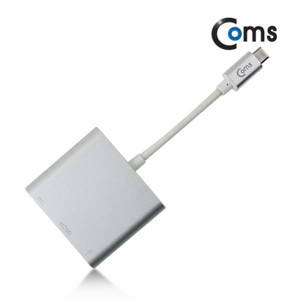 Coms USB3.1 컨버터(TYPE C) HDMI 변환 / Type C to HDMI+C(충전)+USB3.0(F), 4K2K