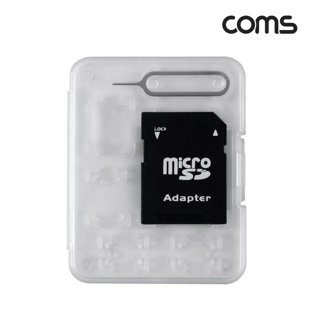 Coms 여행용 유심메모리 케이스(50x65mm) 핀셋, 마이크로유심 가이드(투명), SD메모리변환/ USIM