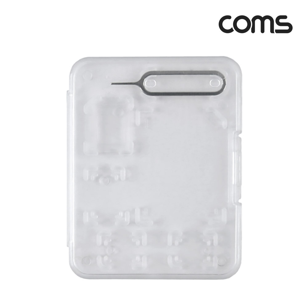 Coms 여행용 유심메모리 케이스(50x65mm) 핀셋, 마이크로유심 가이드(투명)/ USIM