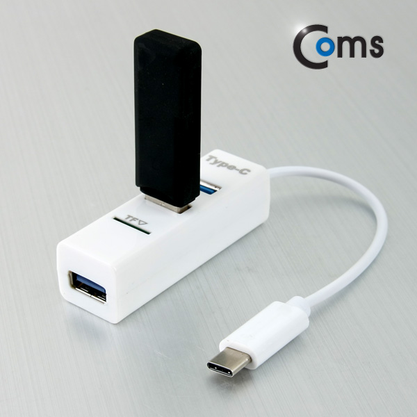 Coms USB 3.1 카드리더기(Type C), USB 3Port (White)