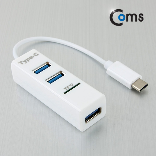 Coms USB 3.1 카드리더기(Type C), USB 3Port (White)