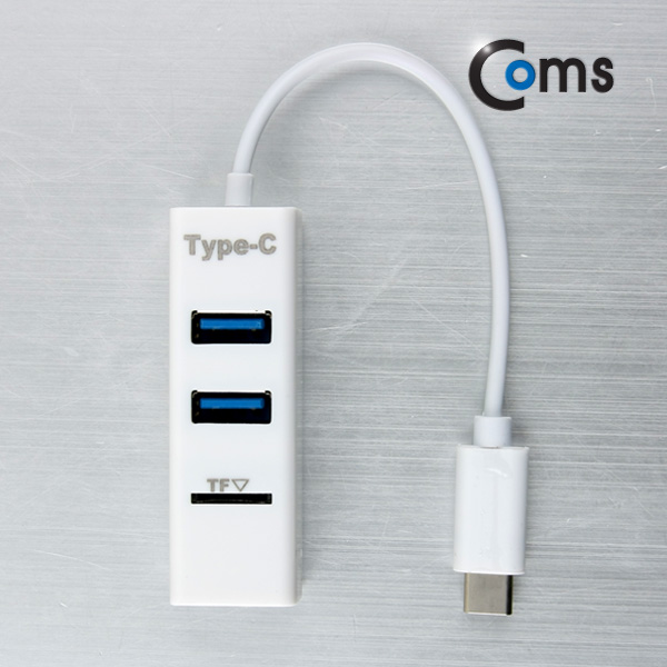 Coms USB 3.1 카드리더기(Type C), USB 3Port (White)