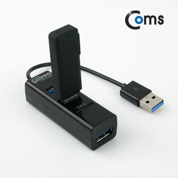 Coms USB 2.0 카드리더기, USB 3Port (Black)