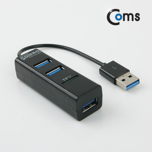 Coms USB 2.0 카드리더기, USB 3Port (Black)