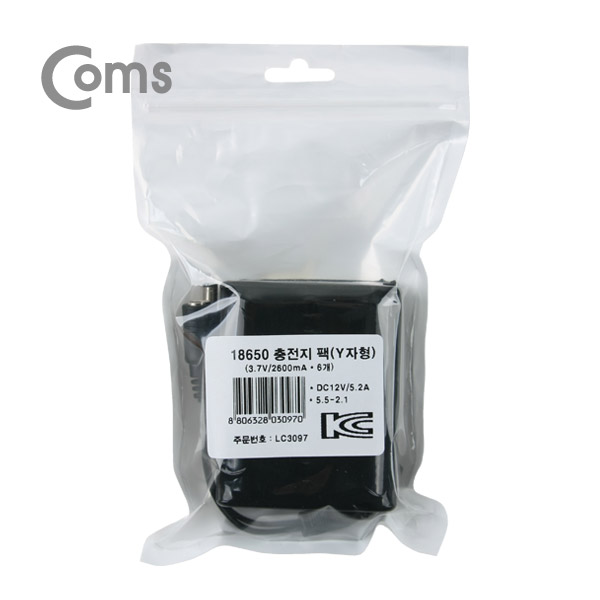 Coms 18650 충전지 팩(Y자형) DC12V/5.2Ah (3.7V / 2600mA*6 (5.5-2.1 DC JACK)