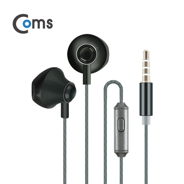 Coms 명품 F3 이어폰 (커널/고정형) 고급 음질, 줄꼬임 방지 케이블 - 블랙