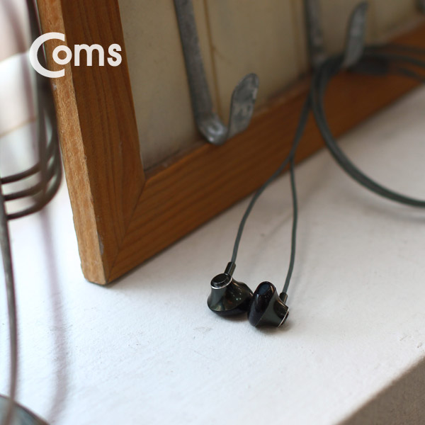 Coms 명품 F3 이어폰 (커널/고정형) 고급 음질, 줄꼬임 방지 케이블 - 블랙