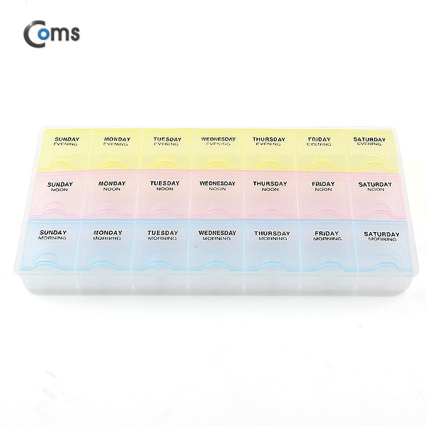 Coms 다용도 PVC 수납함, 알약통, 21칸