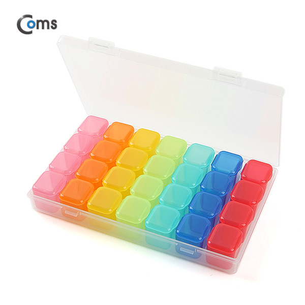 Coms 다용도 PVC 수납함, 알약통, 28칸