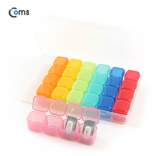 Coms 다용도 PVC 수납함, 알약통, 28칸