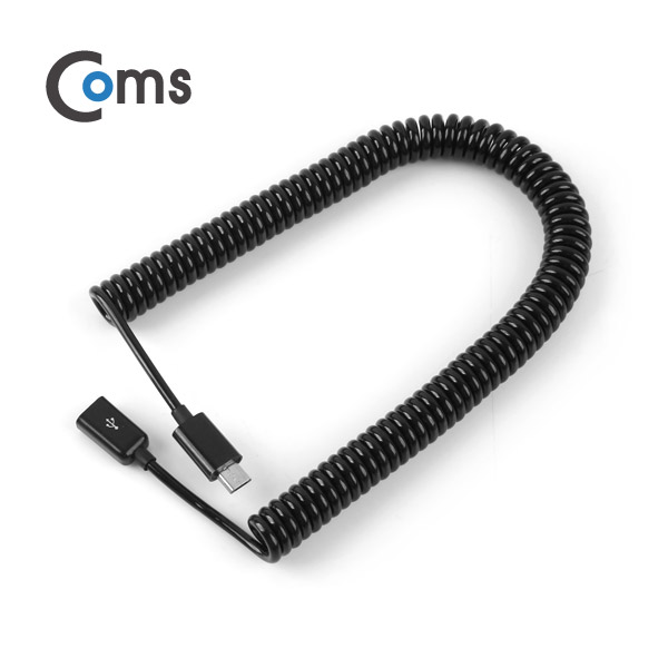 Coms Micro USB 케이블(스프링/연장), Black, 30cm ~ 1M
