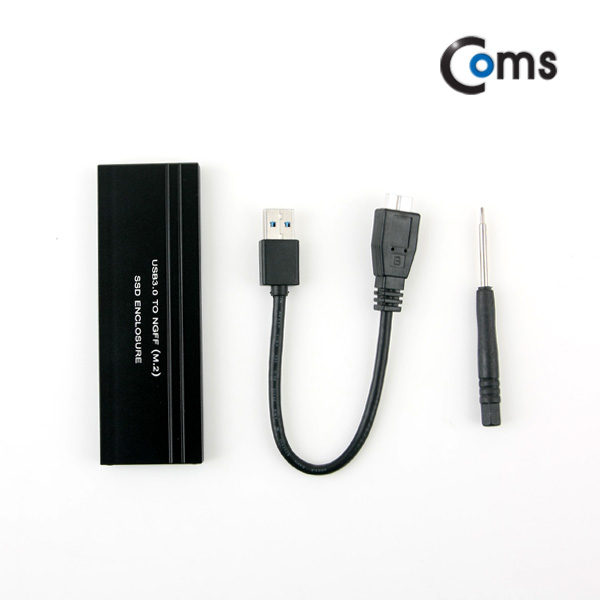 Coms USB 외장 케이스(SSD), 초소형 M.2(NGFF)/Black