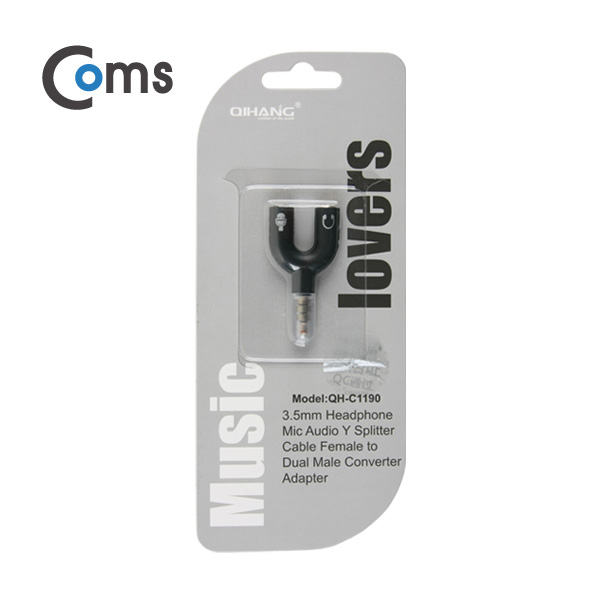 Coms 스테레오 젠더 Y형(3.5 M/Fx2), Black/Stereo