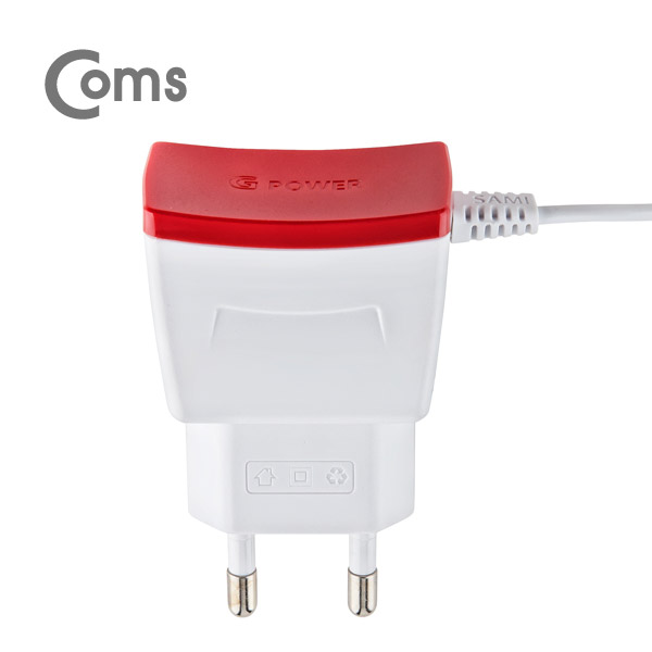 Coms G POWER 가정용 5V/1.2A 충전기 (케이블 일체형)/화이트 / Micro5핀 / 1.2M